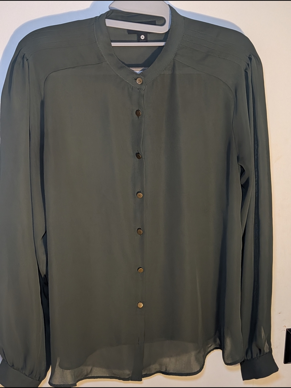 Worthington Olive Green Button-Front Top